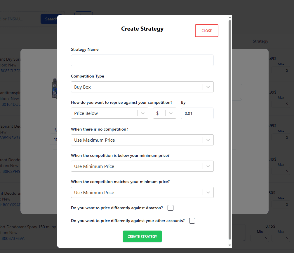 Create Repricing Strategy