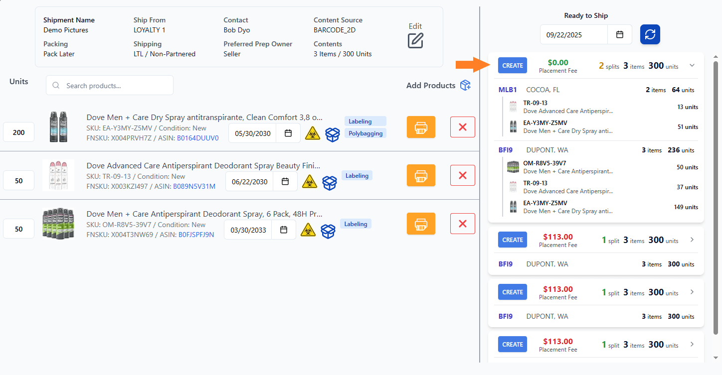 Generate Shipping Plan